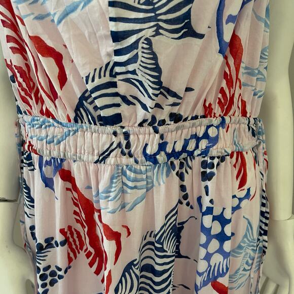 NWT Loft Fish Print Double Side Tie Maxi Dress Size XL Resort Beach Tropical - Picture 3 of 15